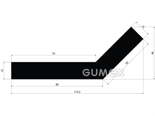 "L" Gummiprofil für Wasserbauten, 46x115,3mm, 70°ShA, EPDM, -40°C/+100°C, schwarz, 